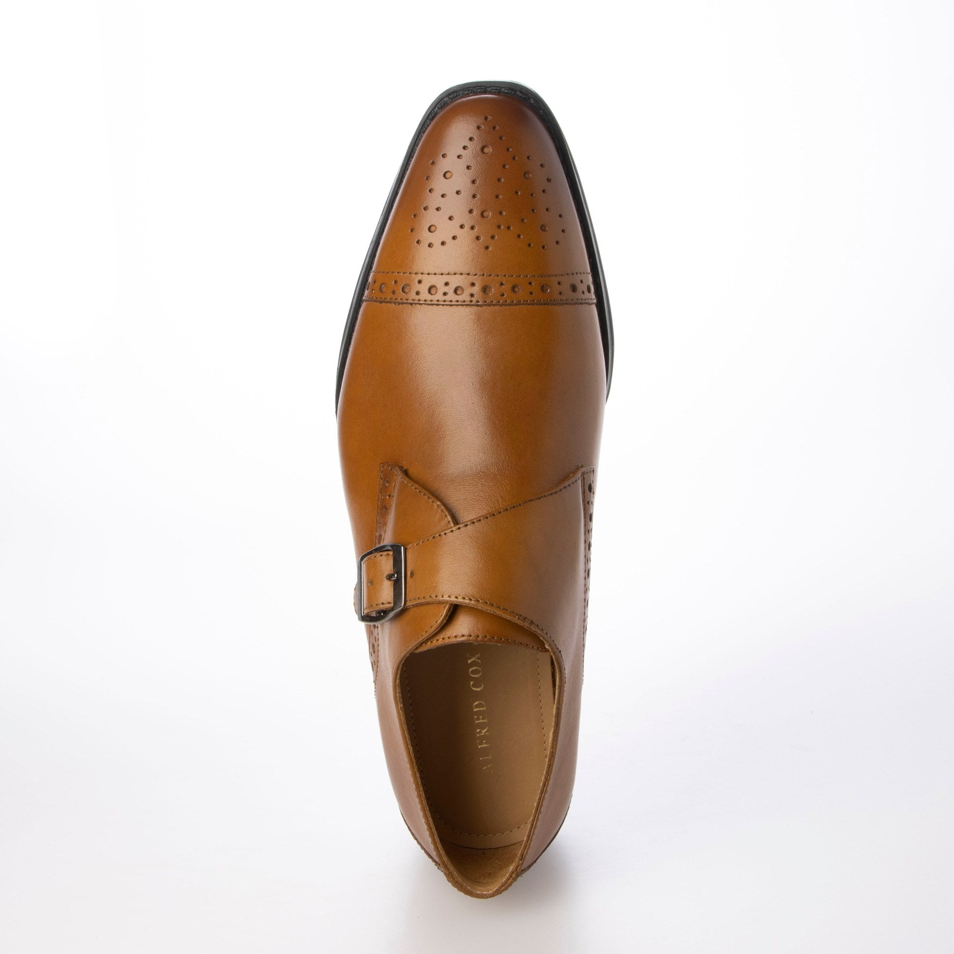 ライニングまで本革で蒸れない セミロングノーズ ビジネスシューズ メンズ シングルモンク セミグローブ ビジカジ ドレスシューズ アルフレッドコックス ALFRED COX