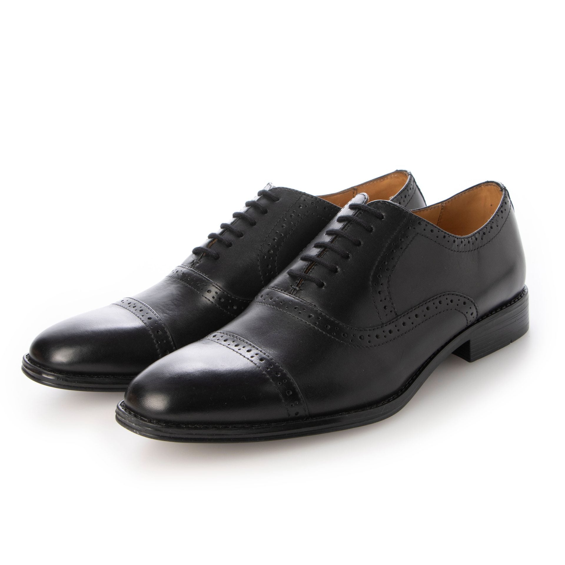 ライニングまで本革で蒸れない セミロングノーズ ビジネスシューズ メンズ オックスフォード 内羽根 クォーターグローブ ビジカジ ドレスシューズ アルフレッドコックス ALFRED COX,BLACK