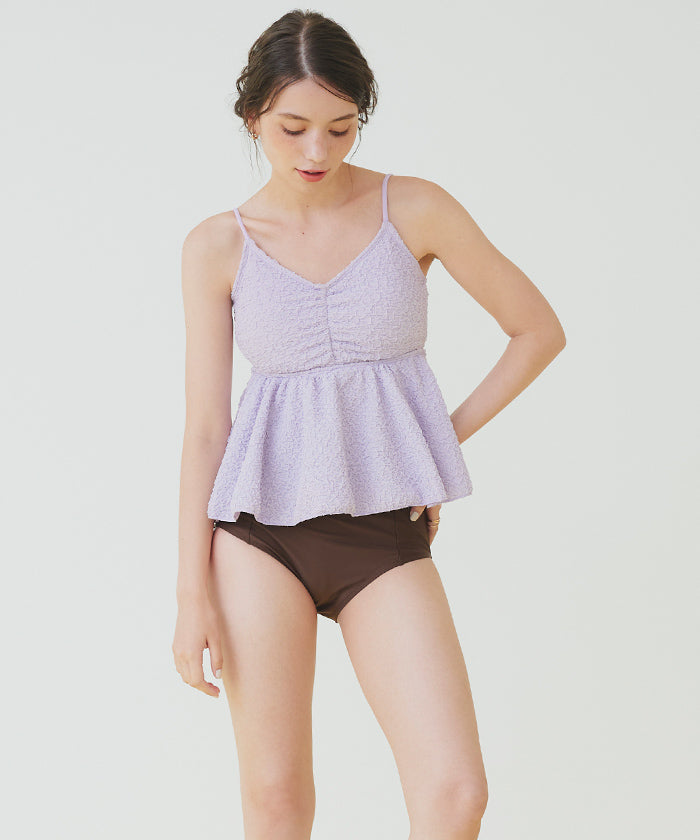 シードレス SEA DRESS 立体ジャガードペプラムフレアビキニ/水着【返品不可商品】 (ブラック) ブラック