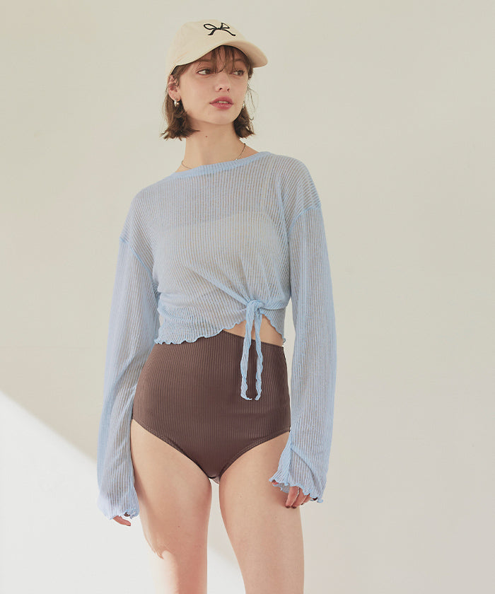 シードレス SEA DRESS トップス付サイドオープンデザインワンピース/水着【返品不可商品】 (オフホワイト/ミント) オフホワイト/ミント