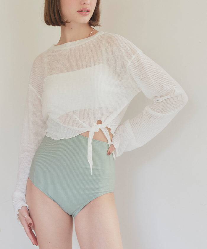 シードレス SEA DRESS トップス付サイドオープンデザインワンピース/水着【返品不可商品】 (オフホワイト/ミント) オフホワイト/ミント