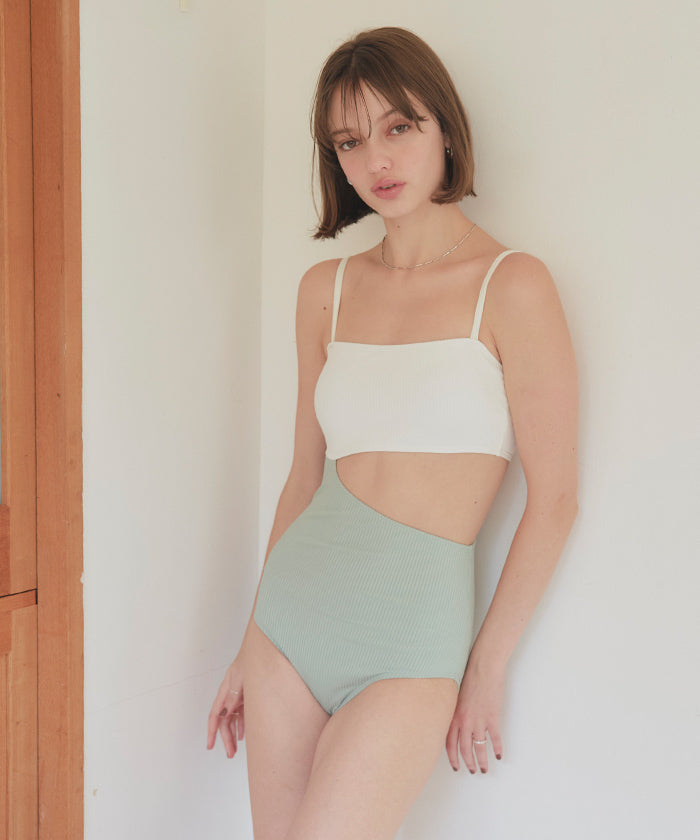 シードレス SEA DRESS トップス付サイドオープンデザインワンピース/水着【返品不可商品】 (オフホワイト/ミント) オフホワイト/ミント