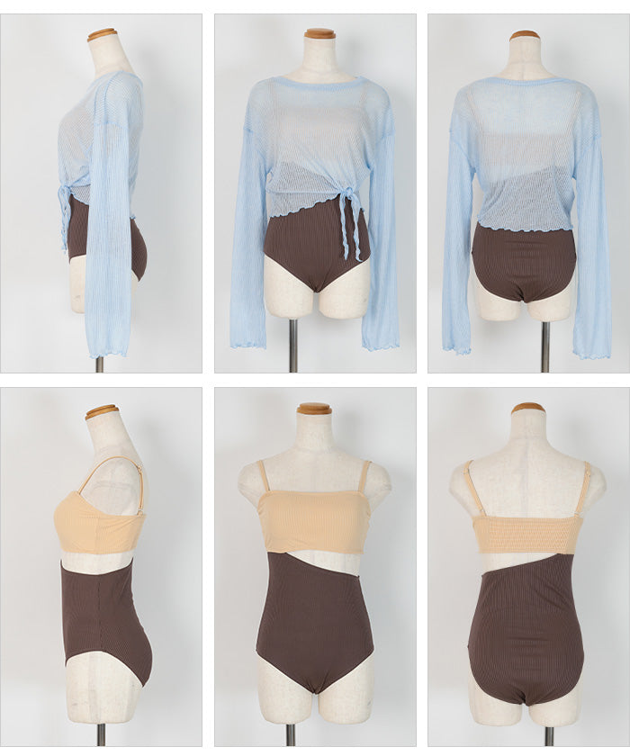 シードレス SEA DRESS トップス付サイドオープンデザインワンピース/水着【返品不可商品】 (オフホワイト/ミント) オフホワイト/ミント