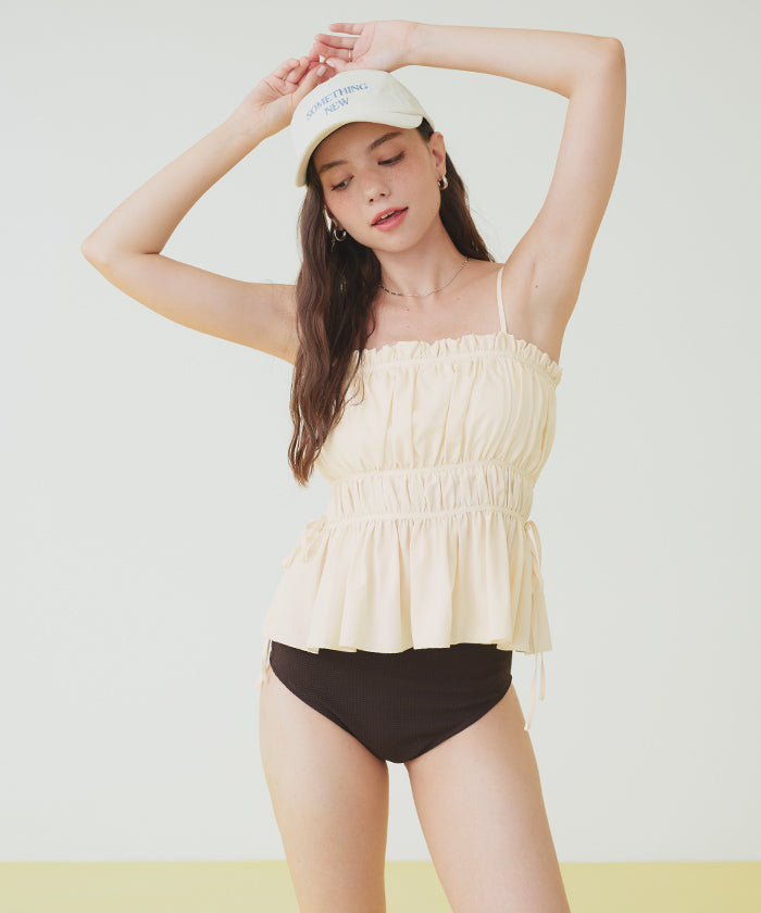 シードレス SEA DRESS ティアードラインペプラムビキニ/水着 【返品不可商品】 (ストライプ/チャコール) ストライプ/チャコール