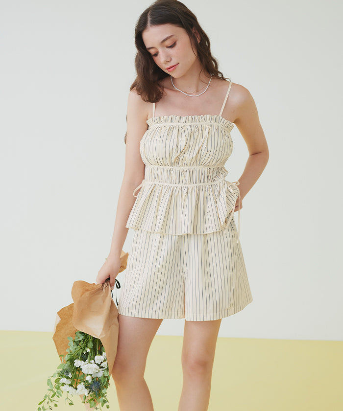 シードレス SEA DRESS ティアードラインペプラムビキニ/水着 【返品不可商品】 (ストライプ/チャコール) ストライプ/チャコール