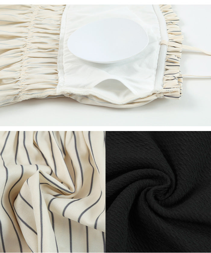 シードレス SEA DRESS ティアードラインペプラムビキニ/水着 【返品不可商品】 (ストライプ/チャコール) ストライプ/チャコール