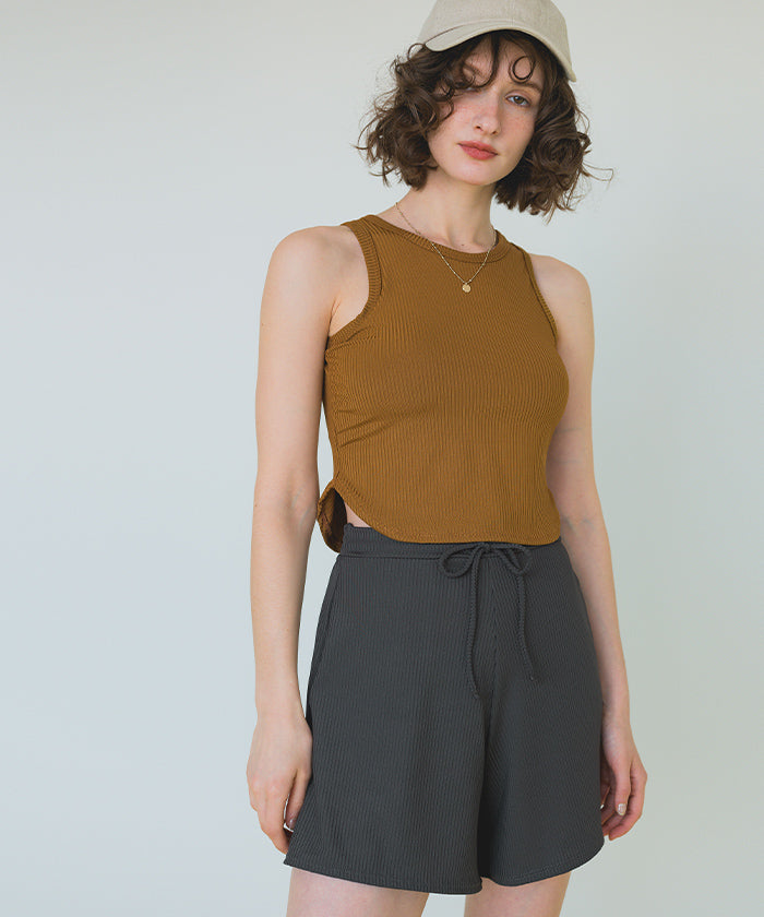 シードレス SEA DRESS 3点セット/ショートパンツ×タンクトップビキニ/水着 【返品不可商品】 (ブラック) ブラック