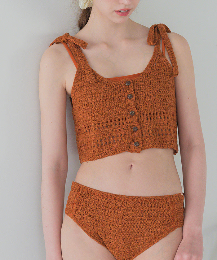 シードレス SEA DRESS ニットキャミソール付異素材ビキニ/セット水着 【返品不可商品】 (オレンジ) オレンジ