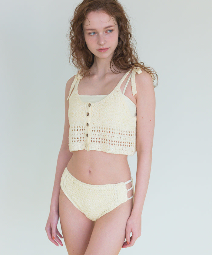 シードレス SEA DRESS ニットキャミソール付異素材ビキニ/セット水着 【返品不可商品】 (オレンジ) オレンジ