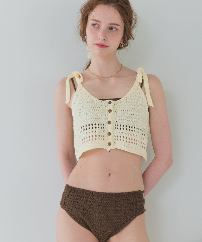 シードレス SEA DRESS ニットキャミソール付異素材ビキニ/セット水着 【返品不可商品】 (オレンジ) オレンジ