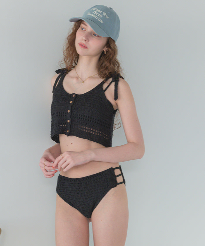 シードレス SEA DRESS ニットキャミソール付異素材ビキニ/セット水着 【返品不可商品】 (オレンジ) オレンジ