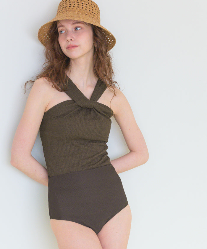 シードレス SEA DRESS ツイストノースリーブハイウエストビキニ/セット水着 【返品不可商品】 (ダークブラウン) ダークブラウン