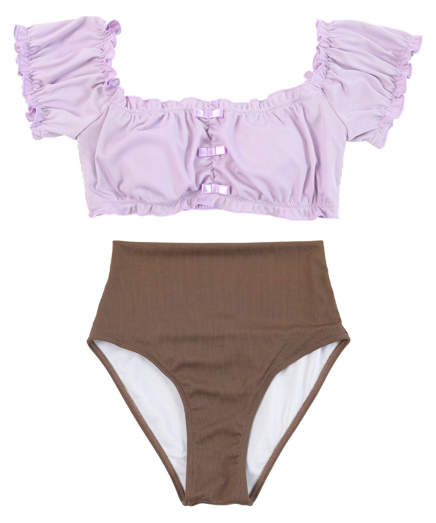 シードレス SEA DRESS フロントミニリボンビキニ/水着 【返品不可商品】 (ラベンダー/ブラウン) ラベンダー/ブラウン