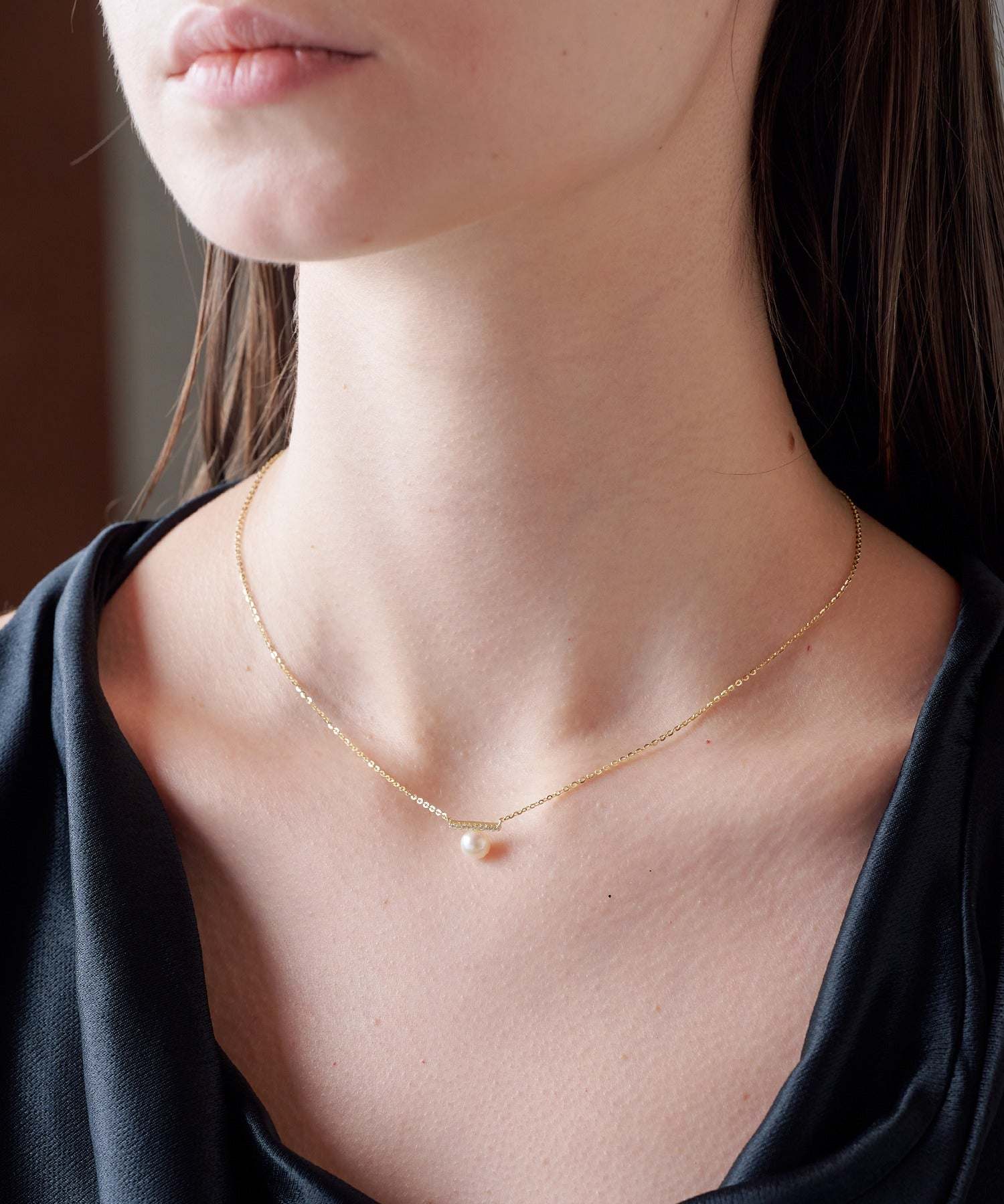 アリュレル ALLURELLE パール×ジルコニアネックレス KNF127 (ゴールド) ゴールド