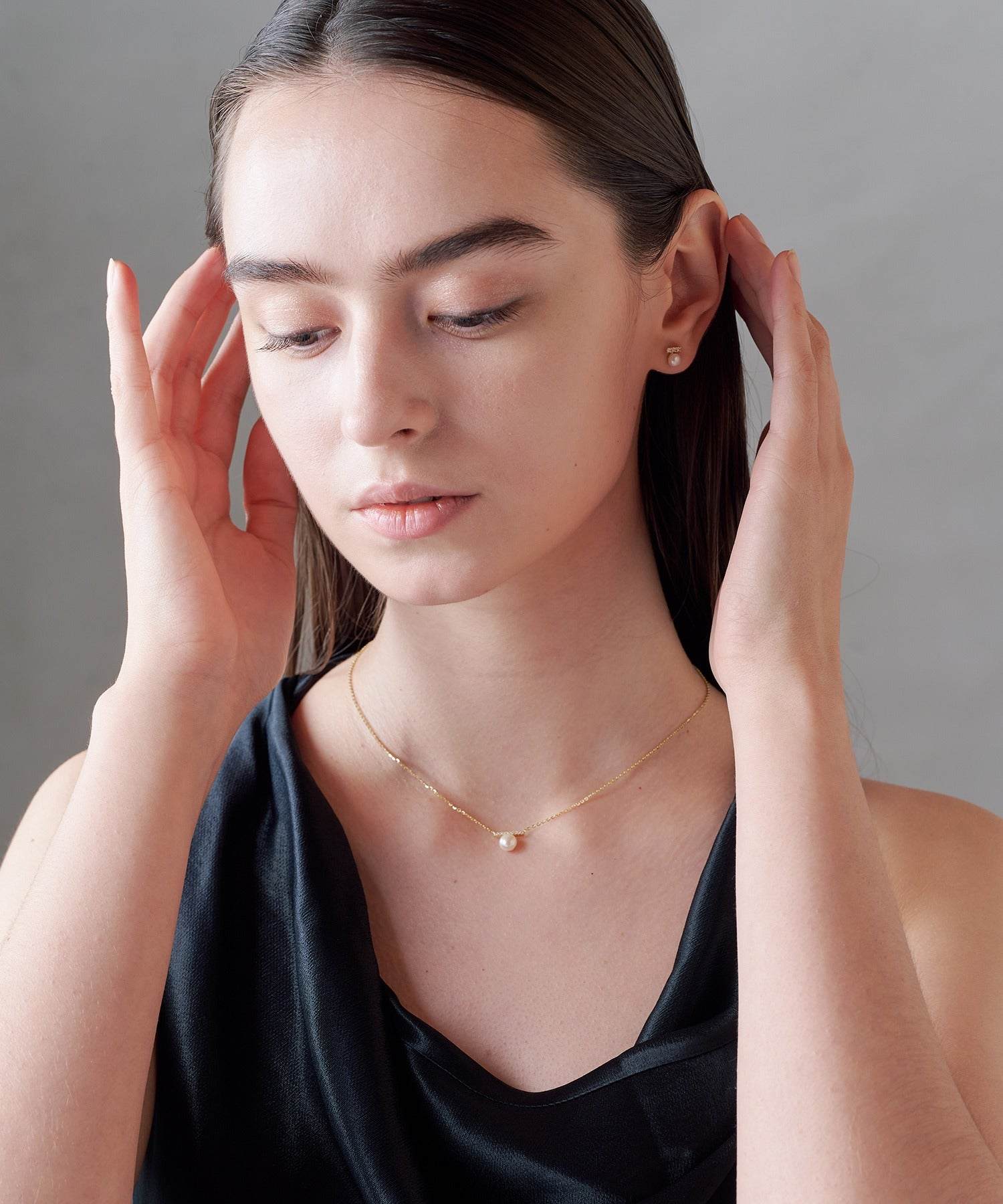 アリュレル ALLURELLE パール×ジルコニアネックレス KNF127 (ゴールド) ゴールド