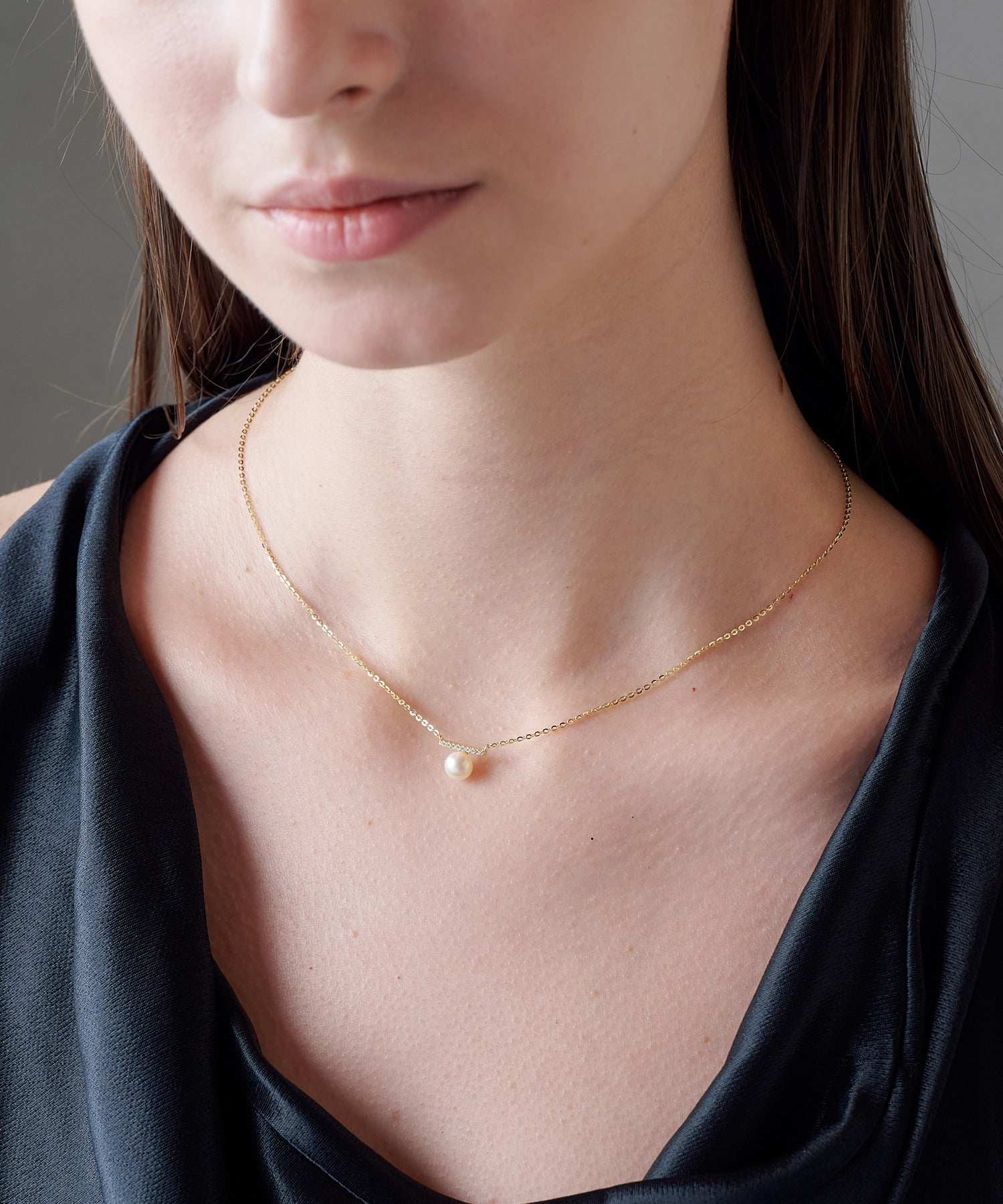 アリュレル ALLURELLE パール×ジルコニアネックレス KNF127 (ゴールド) ゴールド