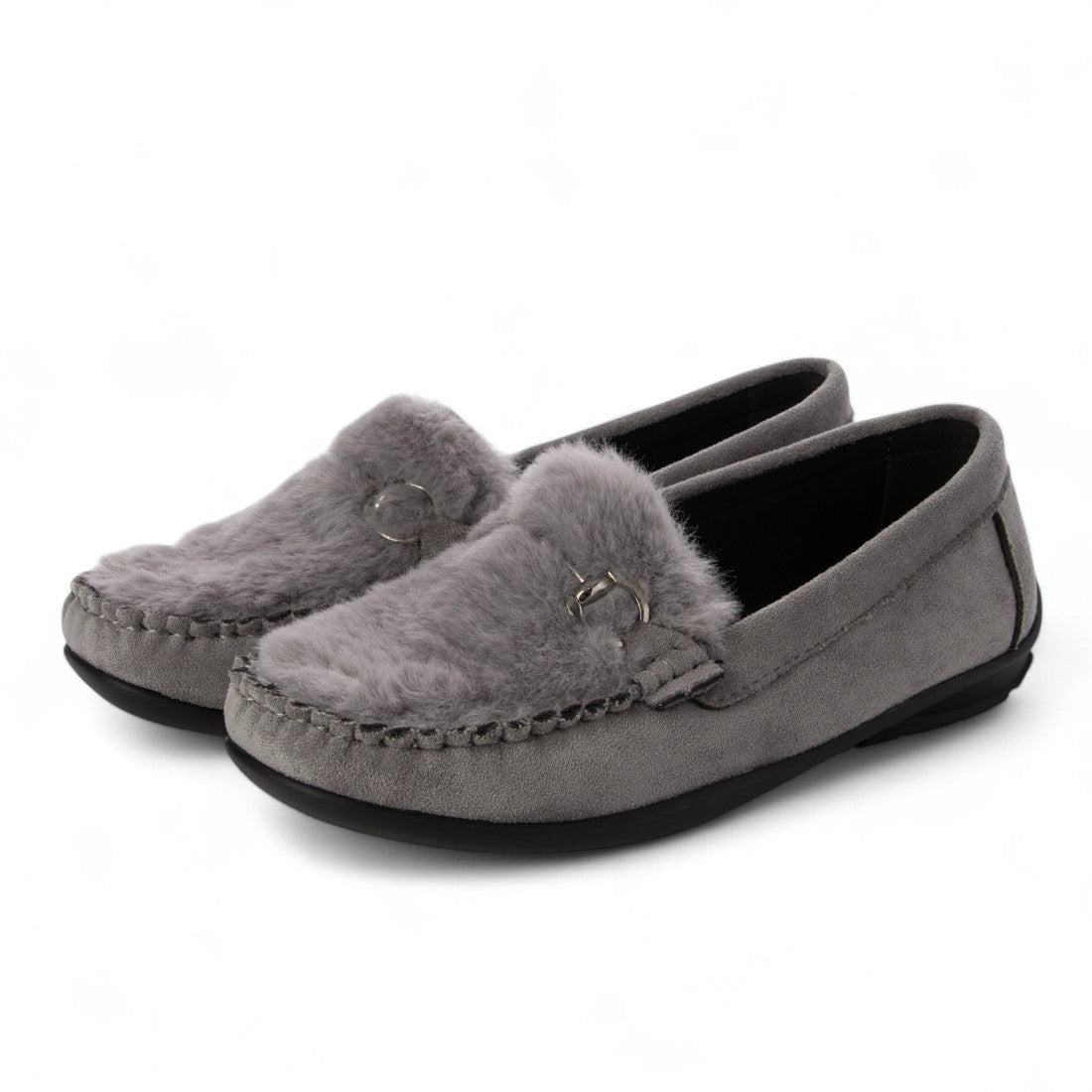 アルファキュービック ALPHA CUBIC ファーデザイン やわらかビットローファー (グレー) グレー