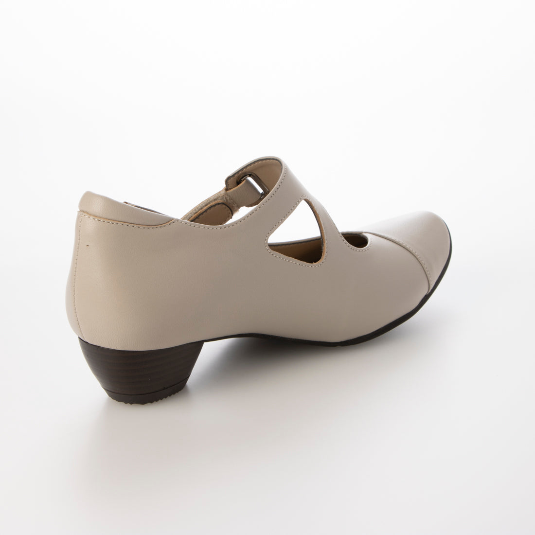 アモーラ AMORA 外反母趾の方にも優しい幅広甲ベルトヒールパンプス (グレージュラム) グレージュラム