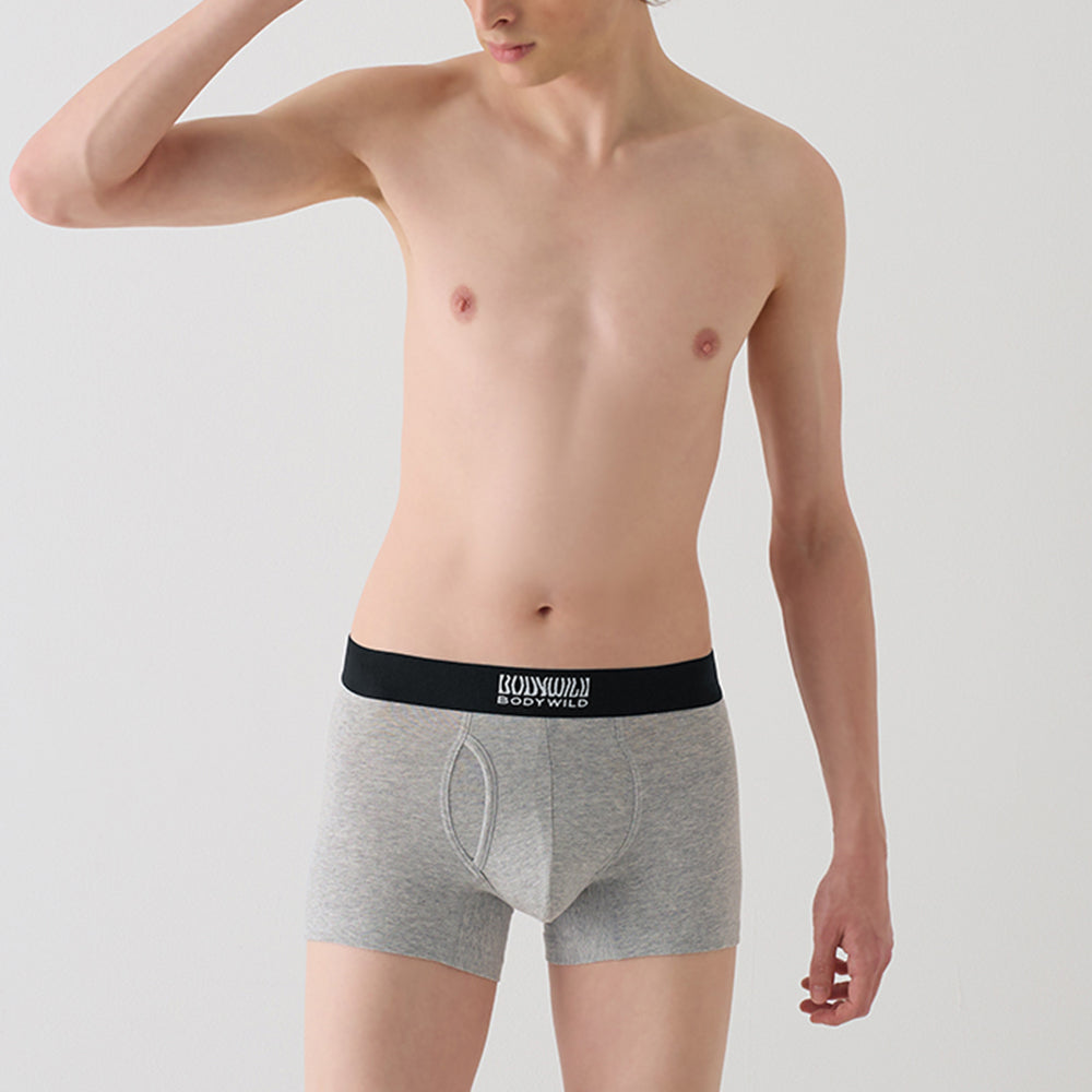 ボディワイルド BODY WILD 【オーガニックコットン混】ボクサーパンツ(前あき) 【返品不可商品】 (グレーモク) グレーモク