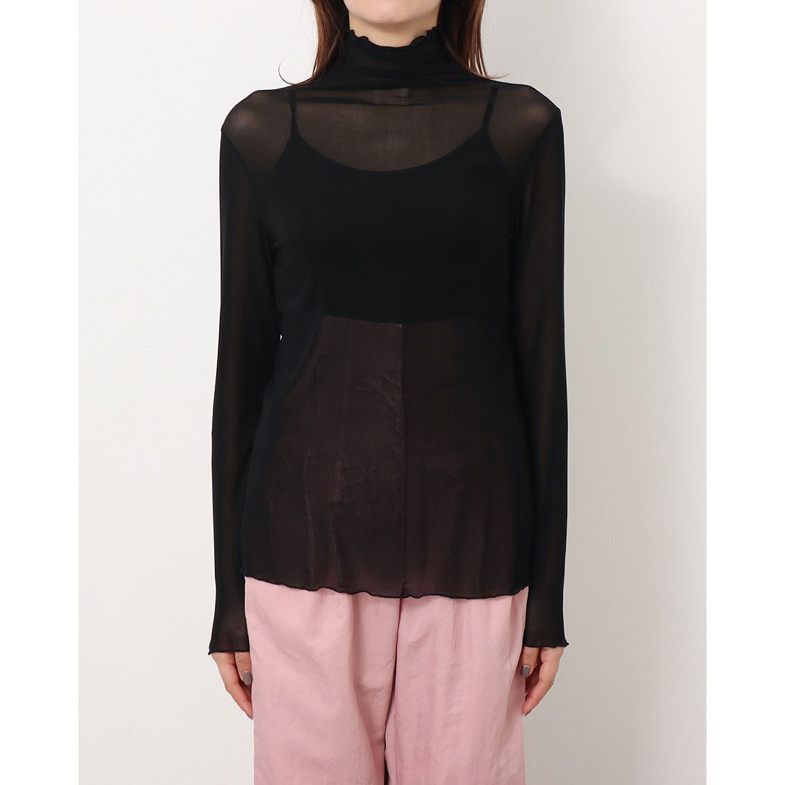 ジュノア JUNOAH ハイネックシアーカットソー 韓国ファッション