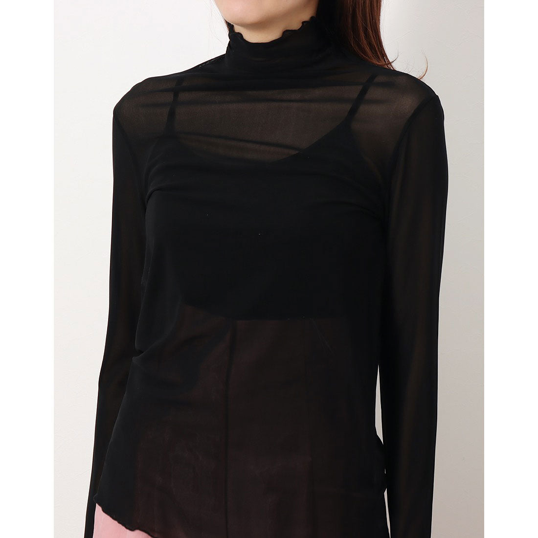 ジュノア JUNOAH ハイネックシアーカットソー 韓国ファッション