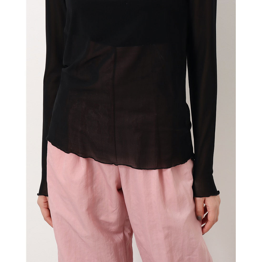 ジュノア JUNOAH ハイネックシアーカットソー 韓国ファッション