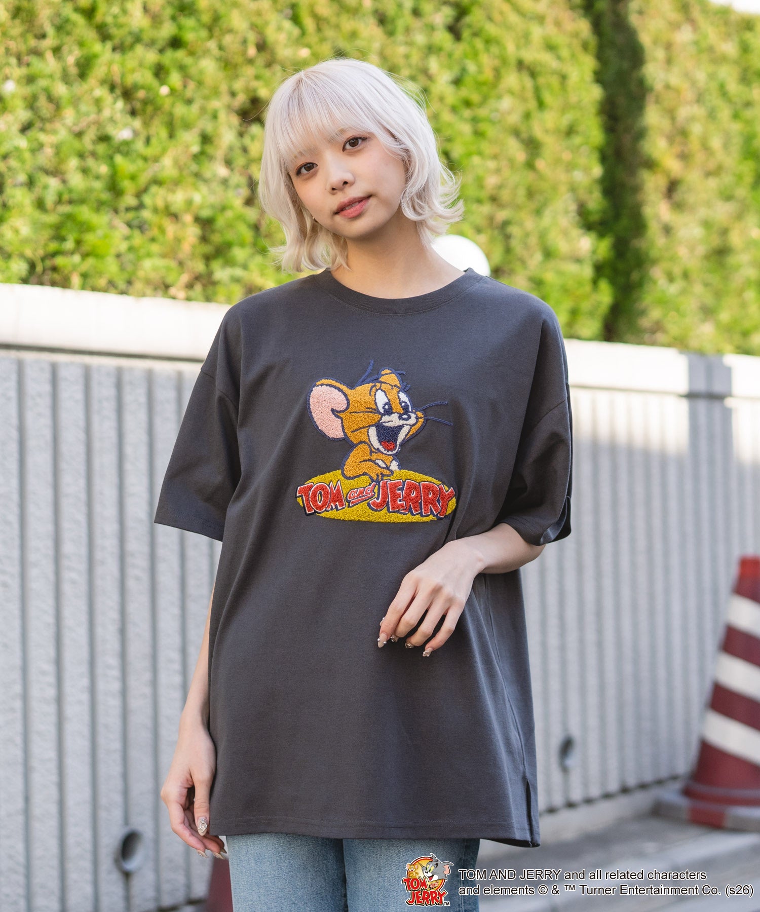 トムトジェリー TOM and JERRY TJ フロント サガラ 刺繍 Tシャツ トムとジェリー (スミクロ) スミクロ