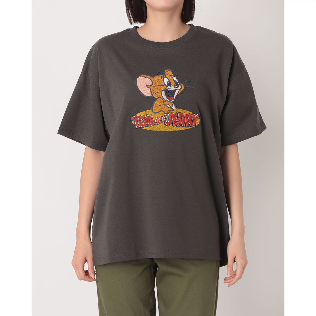 トムトジェリー TOM and JERRY TJ フロント サガラ 刺繍 Tシャツ トムとジェリー (スミクロ) スミクロ