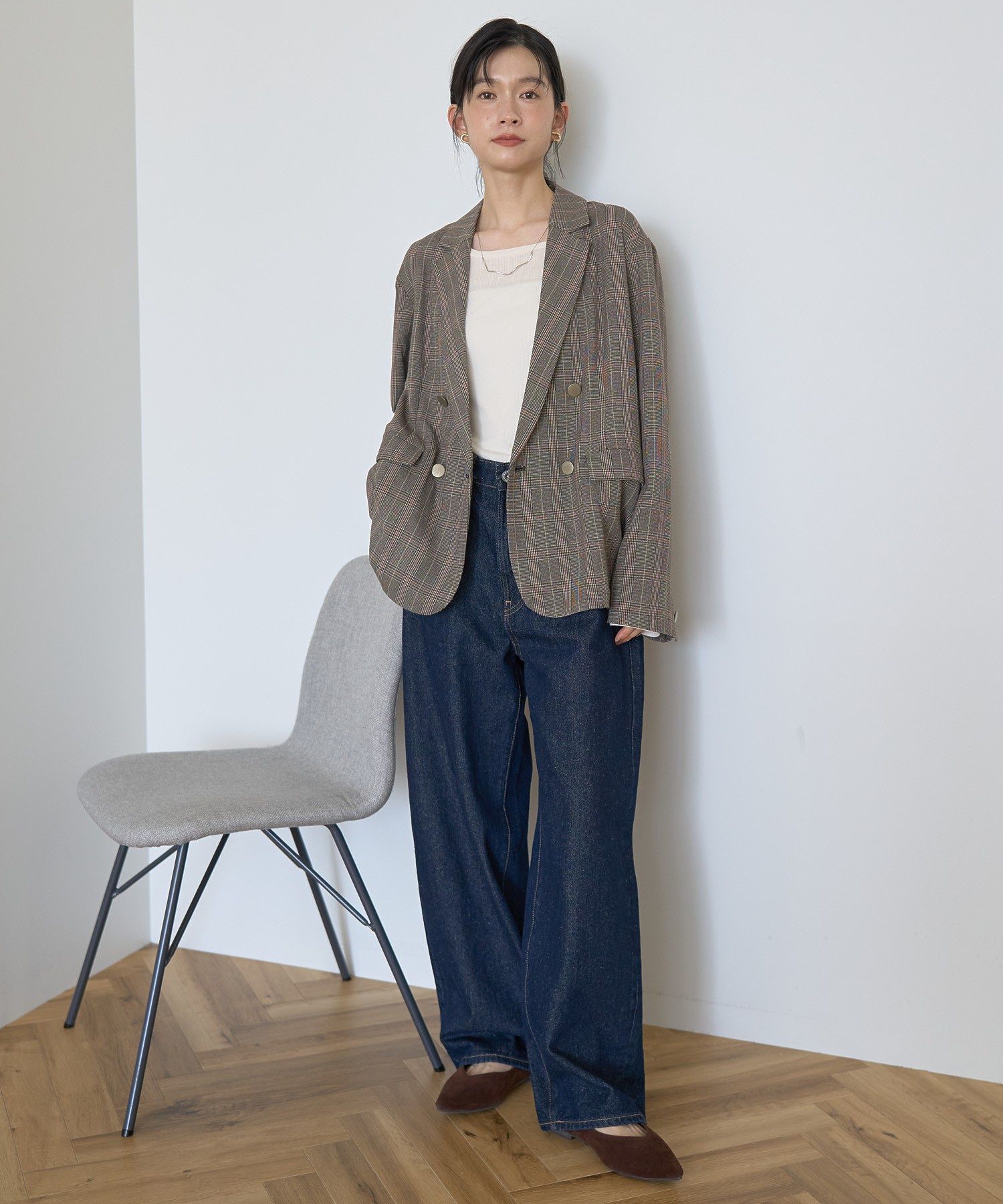 アメリカンホリック AMERICAN HOLIC イージーケアWテーラードジャケット (ネイビー) ネイビー