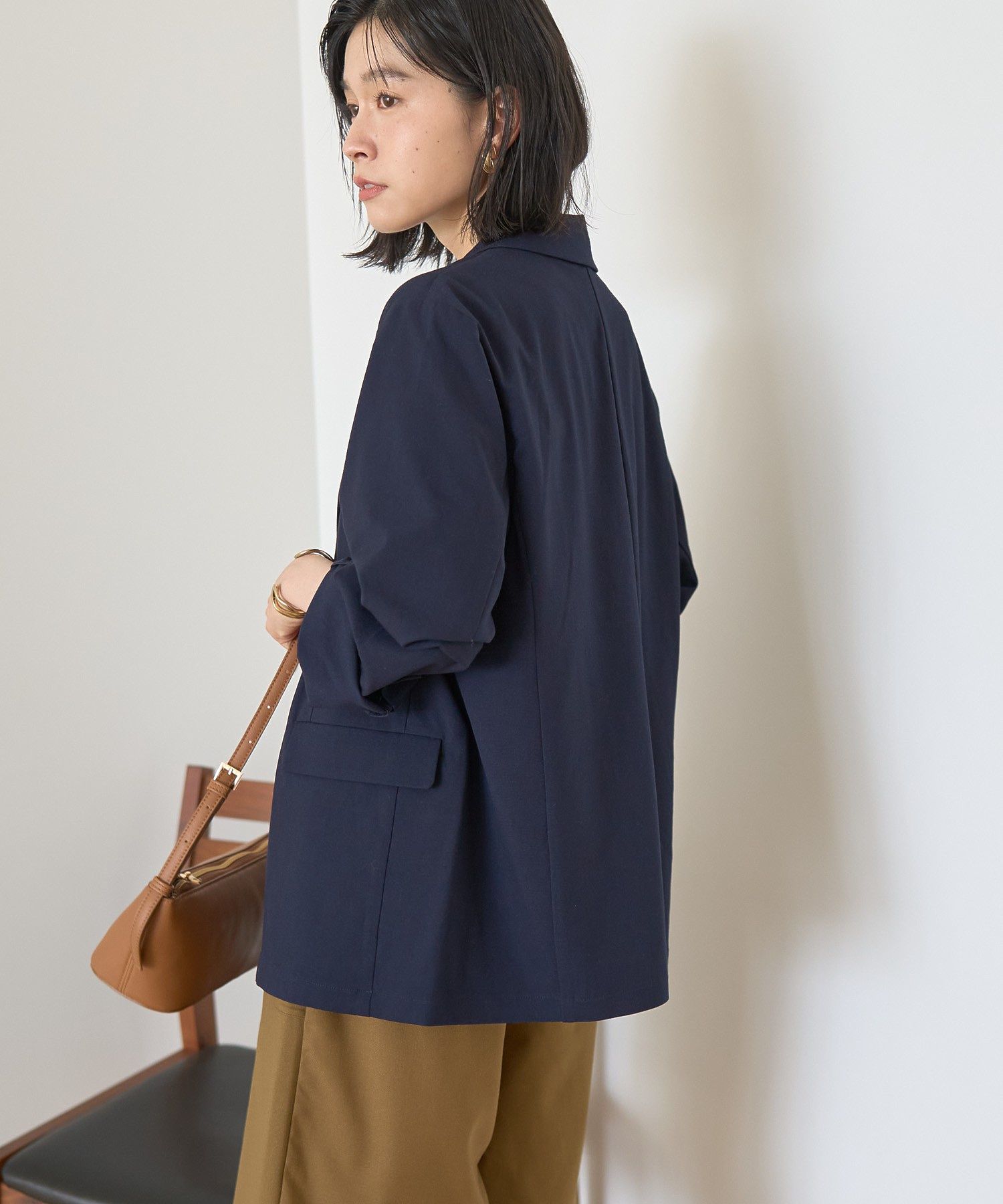 アメリカンホリック AMERICAN HOLIC イージーケアWテーラードジャケット (ネイビー) ネイビー