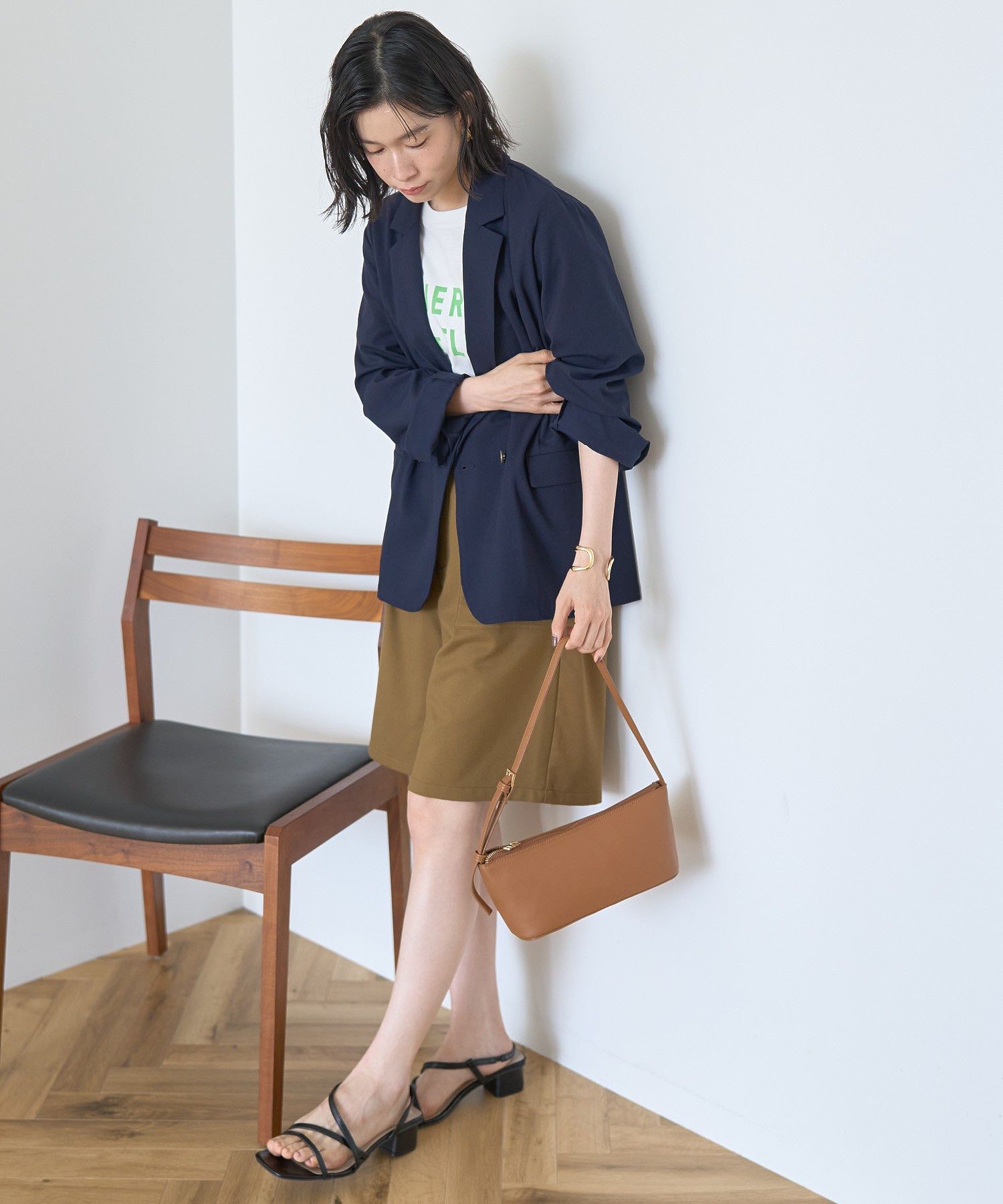 アメリカンホリック AMERICAN HOLIC イージーケアWテーラードジャケット (ネイビー) ネイビー