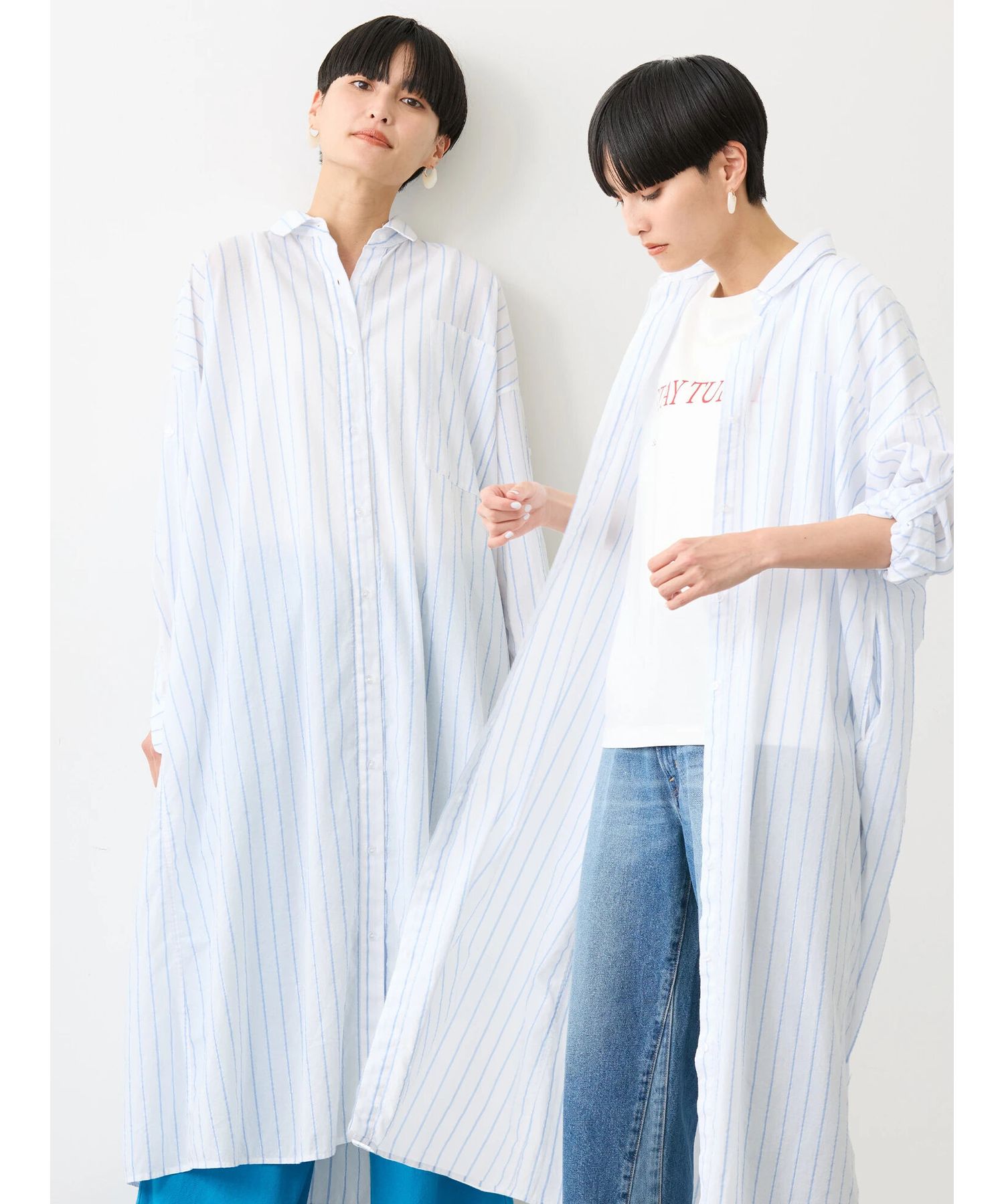 アメリカンホリック AMERICAN HOLIC 丈違いラメストライプワンピース (ストライプアイボリー) ストライプアイボリー