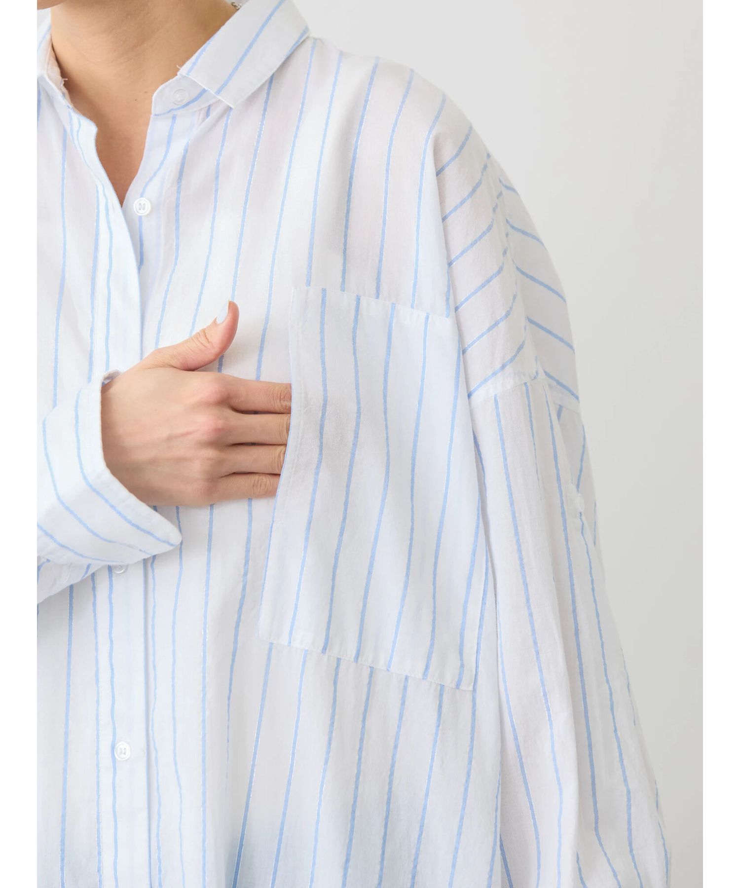 アメリカンホリック AMERICAN HOLIC 丈違いラメストライプワンピース (ストライプアイボリー) ストライプアイボリー