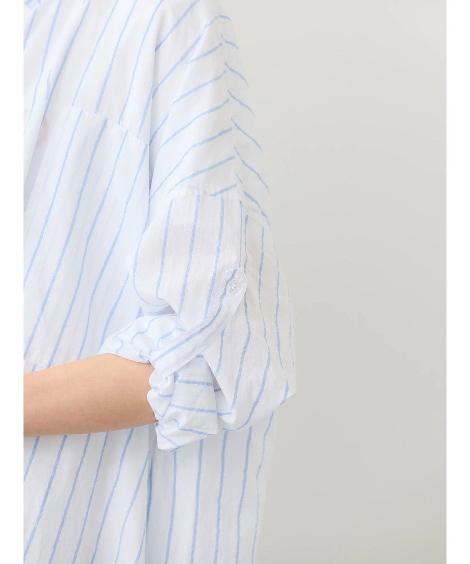 アメリカンホリック AMERICAN HOLIC 丈違いラメストライプワンピース (ストライプアイボリー) ストライプアイボリー