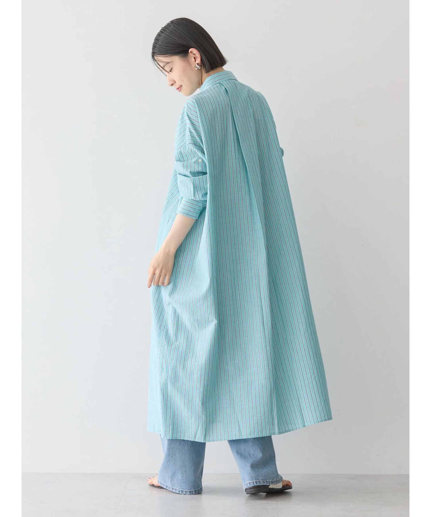 アメリカンホリック AMERICAN HOLIC 丈違いラメストライプワンピース (ストライプアイボリー) ストライプアイボリー