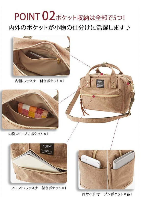 アネロ anello アネロ anello #AT-C1223 杢調ポリエステルキャンバス2WAYミニボストン