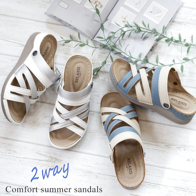 アンテロープ antelope RELAXIS サンダル 2way バックベルト ウエッジ コンフォート 軽い 屈曲 お洒落 (ホワイト/C) ホワイト/C