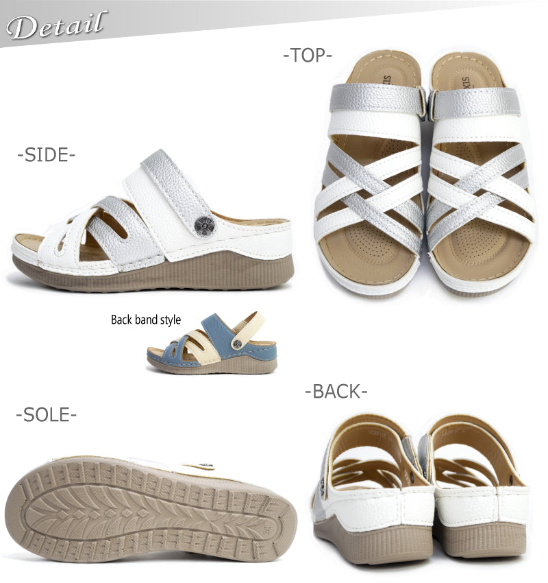 アンテロープ antelope RELAXIS サンダル 2way バックベルト ウエッジ コンフォート 軽い 屈曲 お洒落 (ホワイト/C) ホワイト/C