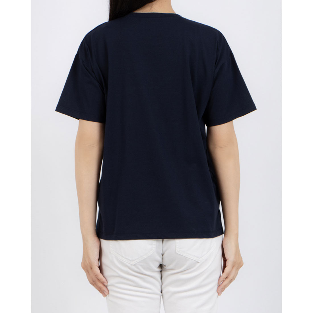 アンナニコラ Anna Nicola ガールデザイン半袖Tシャツ (ネイビー) ネイビー