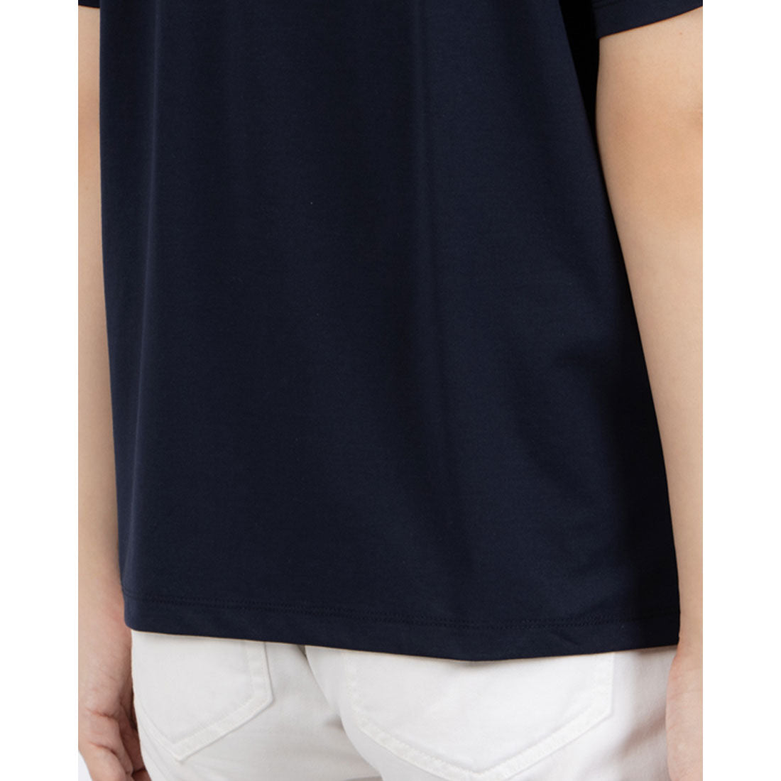 アンナニコラ Anna Nicola ガールデザイン半袖Tシャツ (ネイビー) ネイビー