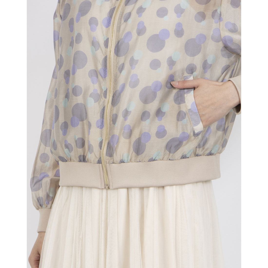 アンナニコラ Anna Nicola ランダムドットシアーブルゾン (サンドベージュ) サンドベージュ