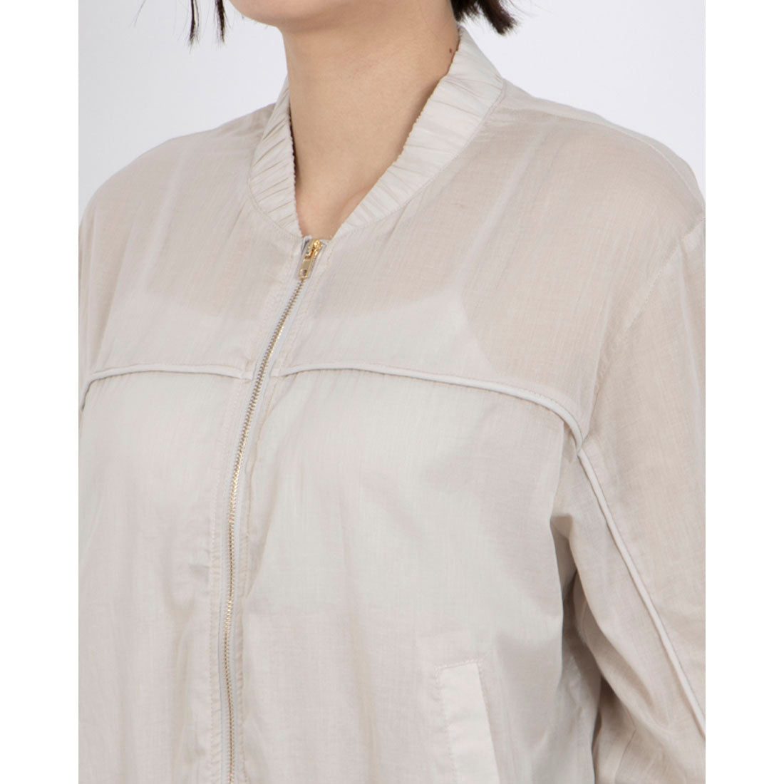 アンナニコラ Anna Nicola コットンシアーブルゾン (ライトグレー) ライトグレー