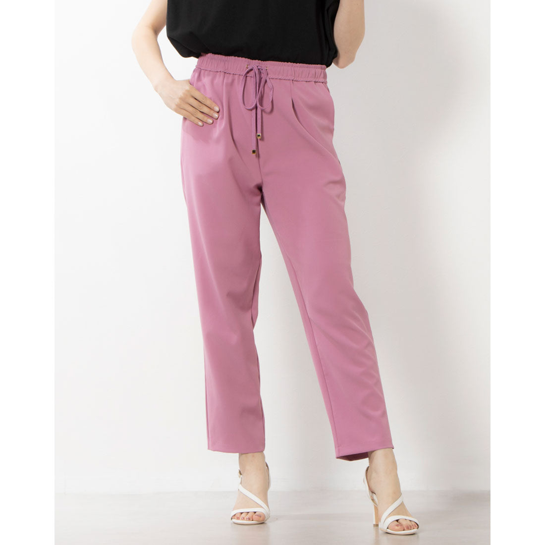 アンナニコラ Anna Nicola 楽チンテーパードパンツ,プラム