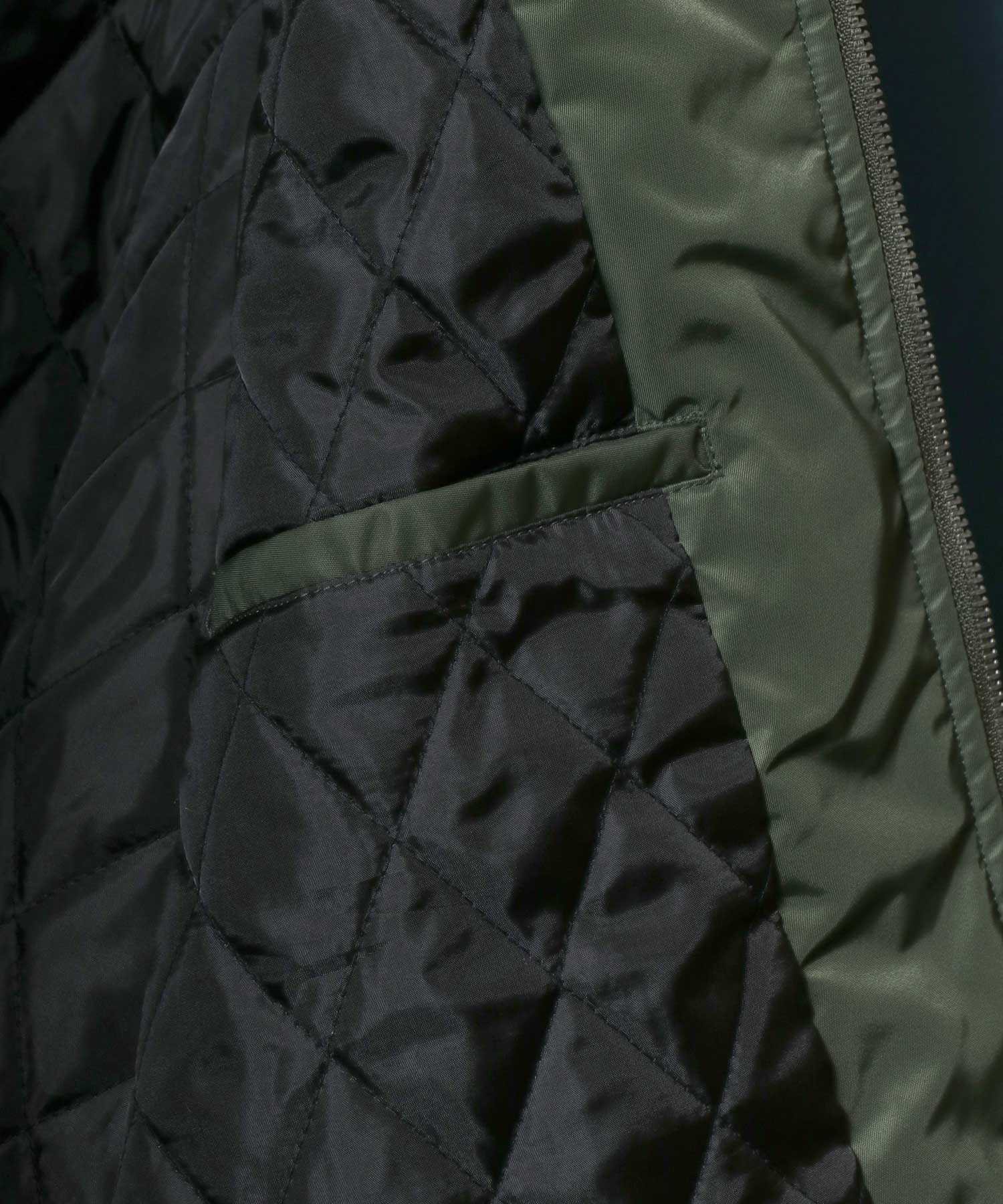 Sleeve Switching MA-1/ANPAS 別注 袖切り替え MA-1 ボマージャケット ボンバージャケット アウター メンズ レディース スタジャン ブルゾン グリーン系その他(ナイロン×袖PU)