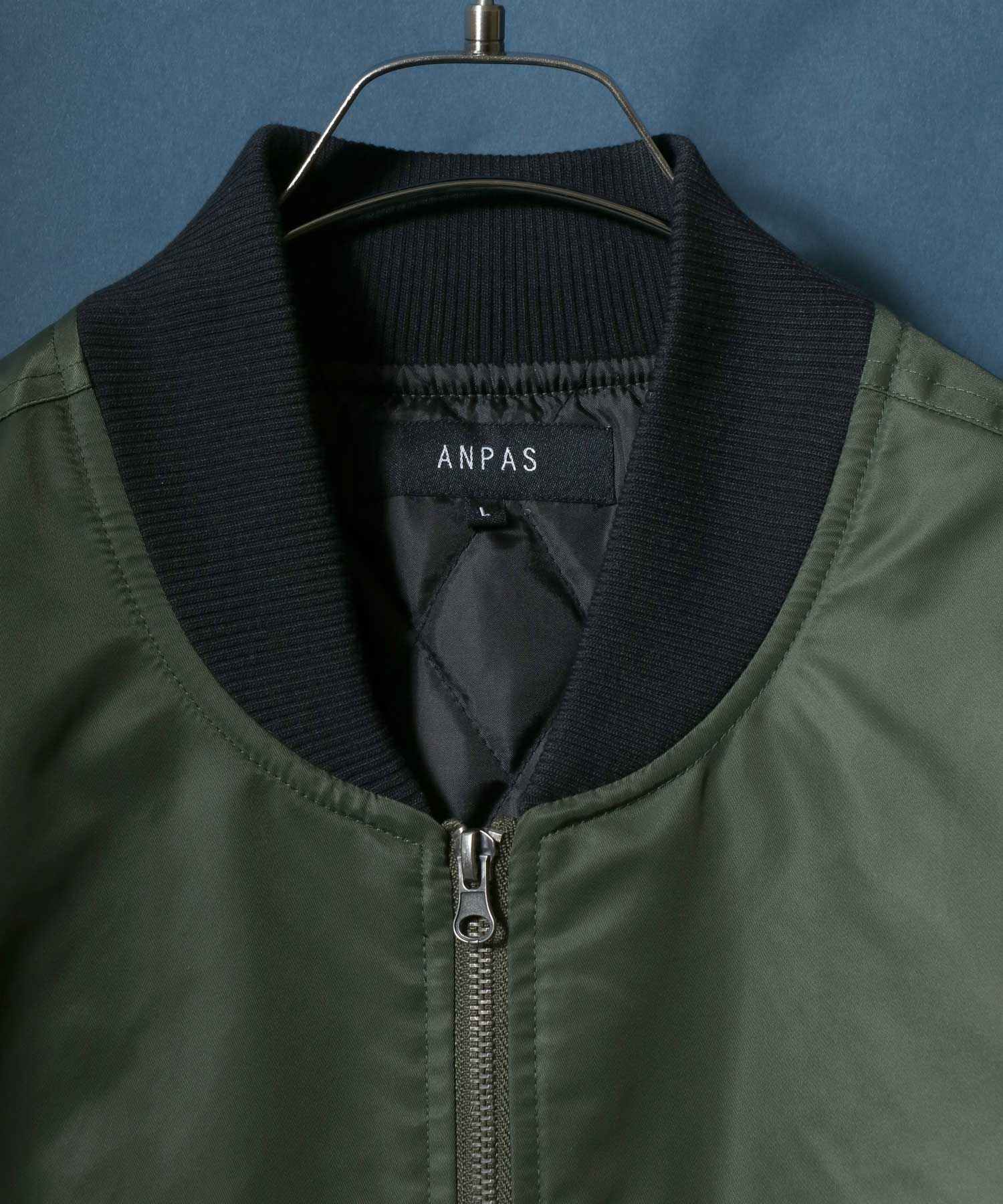 Sleeve Switching MA-1/ANPAS 別注 袖切り替え MA-1 ボマージャケット ボンバージャケット アウター メンズ レディース スタジャン ブルゾン グリーン系その他(ナイロン×袖PU)