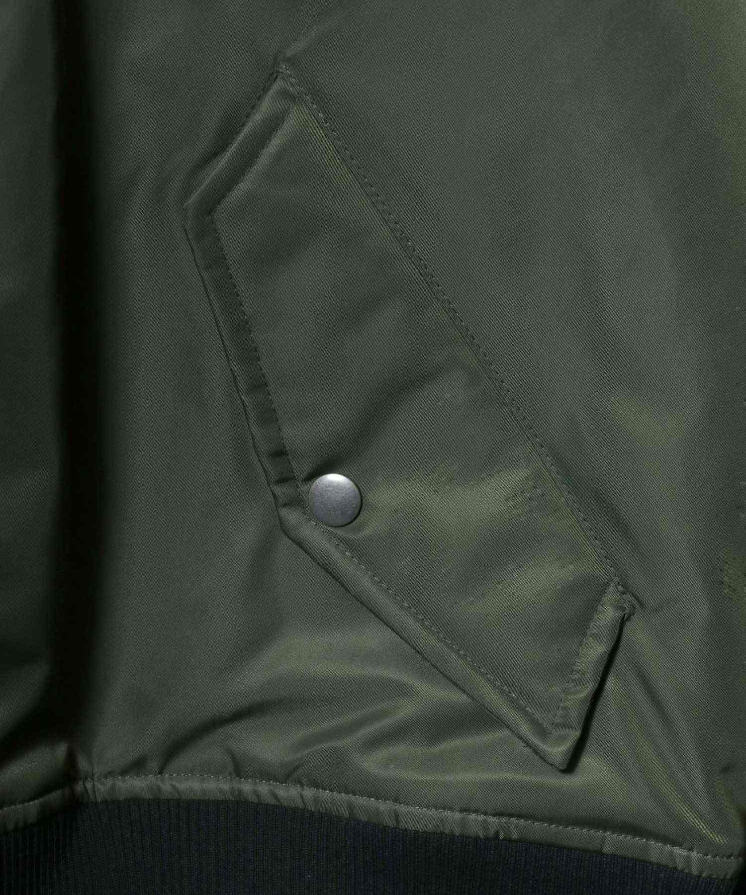 Sleeve Switching MA-1/ANPAS 別注 袖切り替え MA-1 ボマージャケット ボンバージャケット アウター メンズ レディース スタジャン ブルゾン グリーン系その他(ナイロン×袖PU)