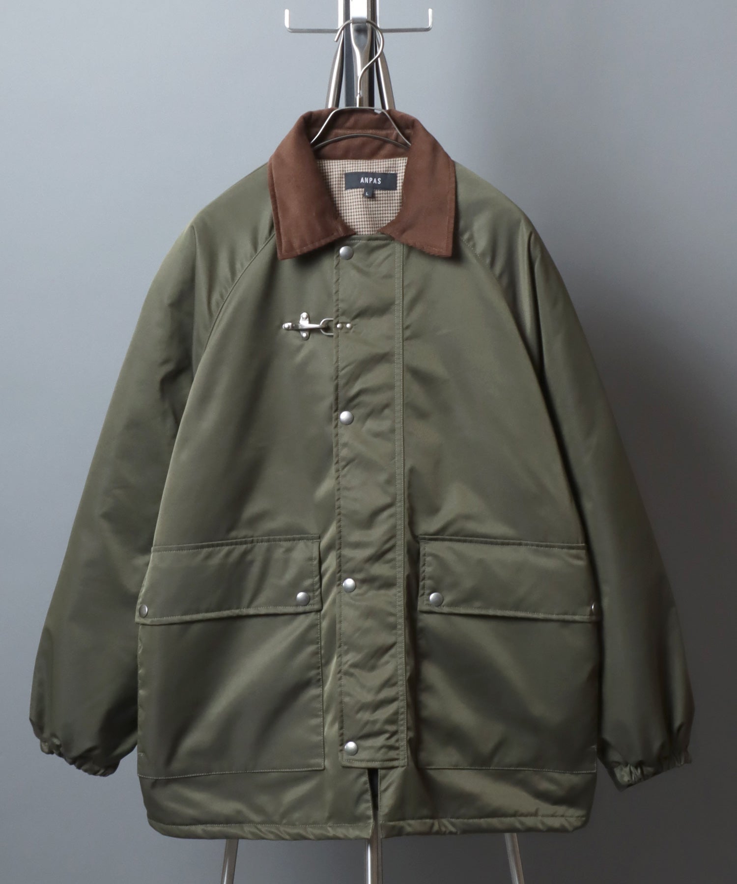 Corduroy Collar Fireman Buckle Hunting Jacket/ANPAS 別注 襟コーデュロイ ファイヤーマンバックル 薄中綿ハンティングジャケット ブルゾン ブラック