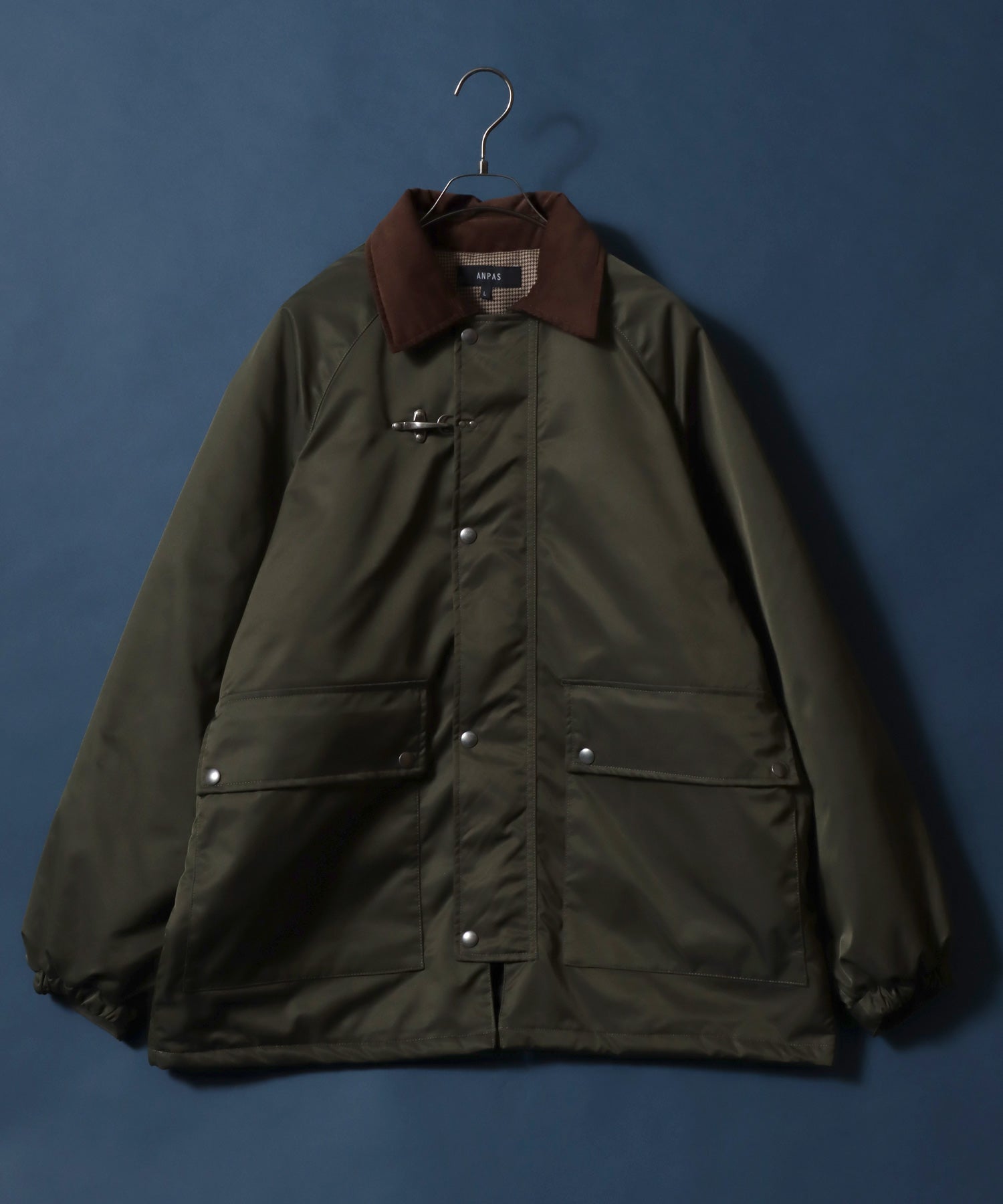 Corduroy Collar Fireman Buckle Hunting Jacket/ANPAS 別注 襟コーデュロイ ファイヤーマンバックル 薄中綿ハンティングジャケット ブルゾン ブラック