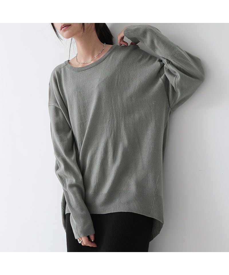 アンドイット and it_ ウォッシャブルロングリブドルマンニット ニット レディース 秋冬 トップス 長袖 洗えるニット ウォッシャブルニット 袖リブ クルーネック ゆったり 楽ちん ラ