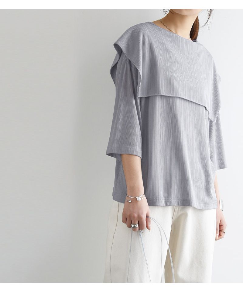 アンドイット and it_ 2WAY楊柳ビッグカラーブラウス ブラウス レディース おしゃれ シャツ シワになりにくい とろみ 春夏 ビッグカラー 七分袖 襟 かわいい 襟付き 光沢 きれ